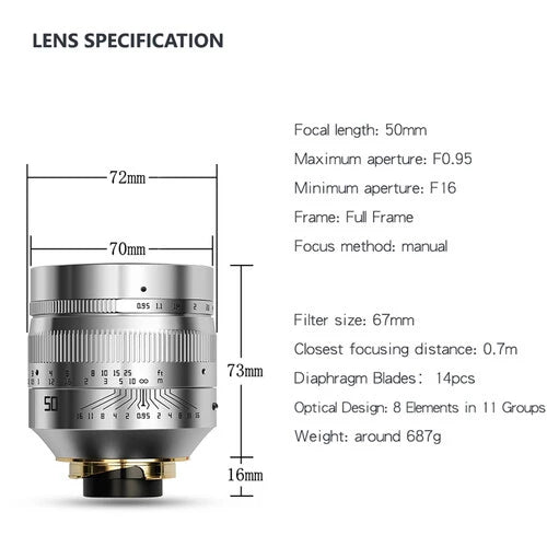TTartisan 50mm f0.95 FOR LEICA M SILVER (FULL FRAME)
